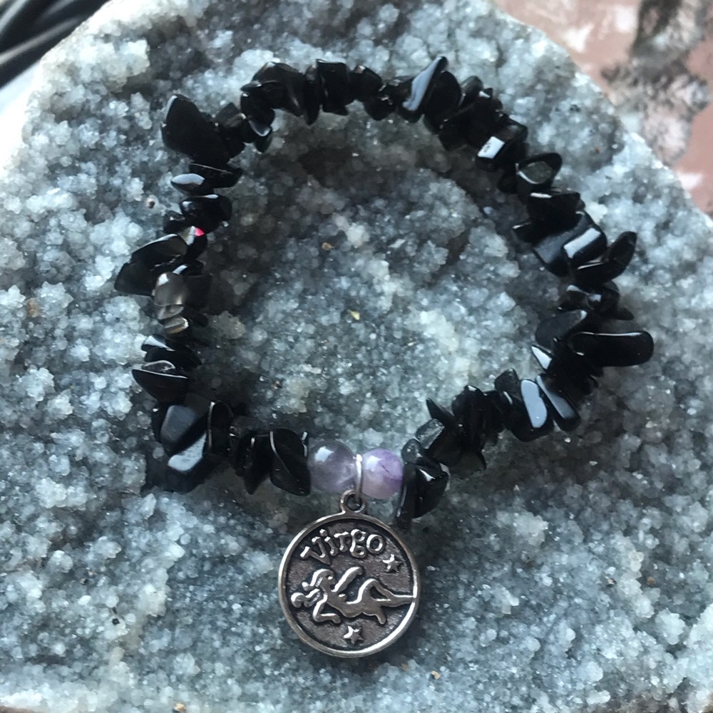 Obsidian Virgo stretch bracelet